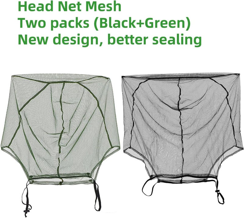Owoniule 2 Packs Mosquito Head Net Mesh, Bug Net for Head Better Sealing Face Neck Mask Suitable for All Seasons (Black) - Image 2